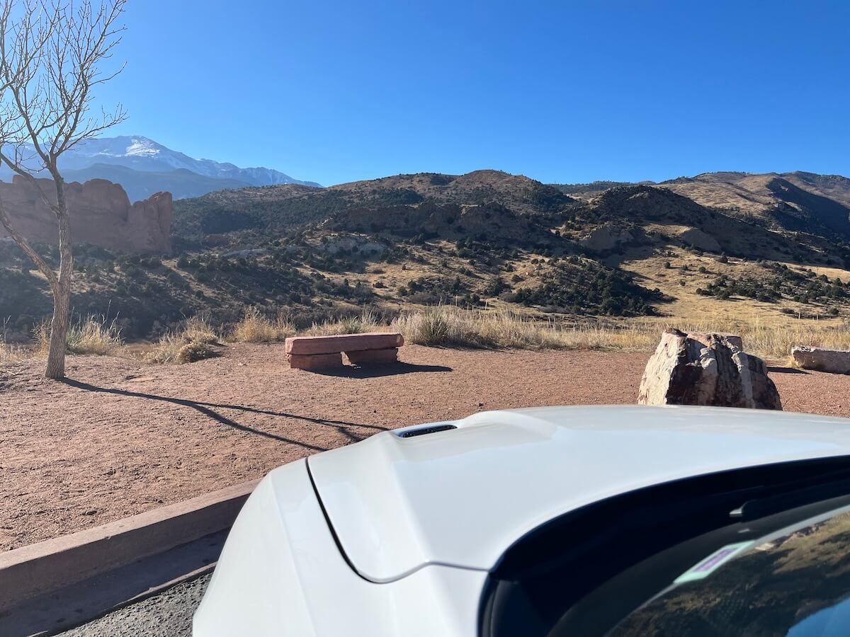 A view of the hood and the scenery