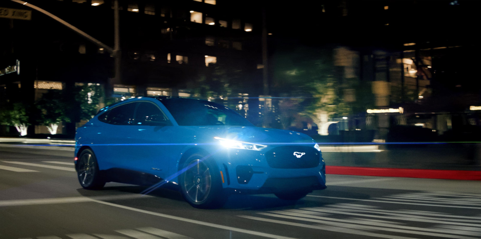 The Ford Mustang Mach-E at night