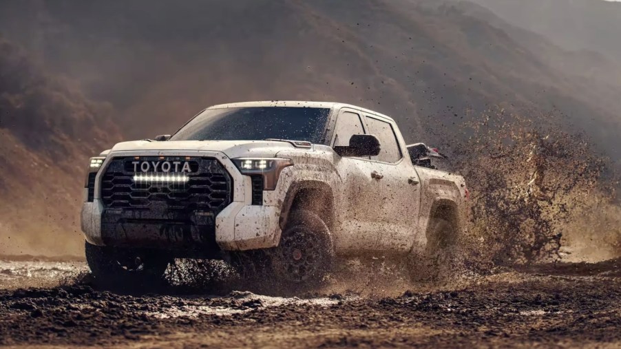 The 2024 Toyota Tundra TRD Pro off-roading in mud