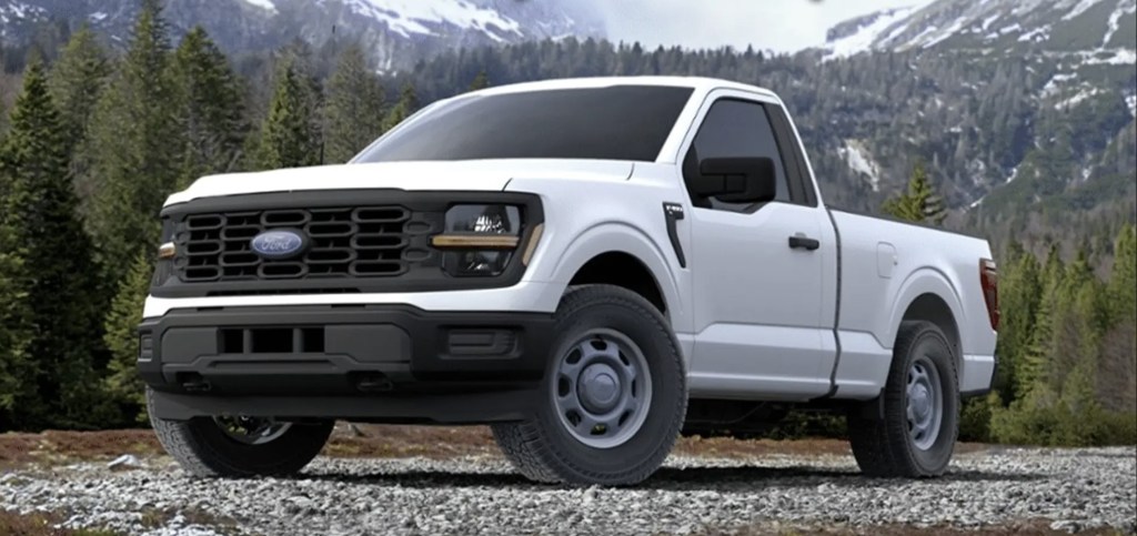 The 2024 Ford F-150 regular cab model parked in gravel