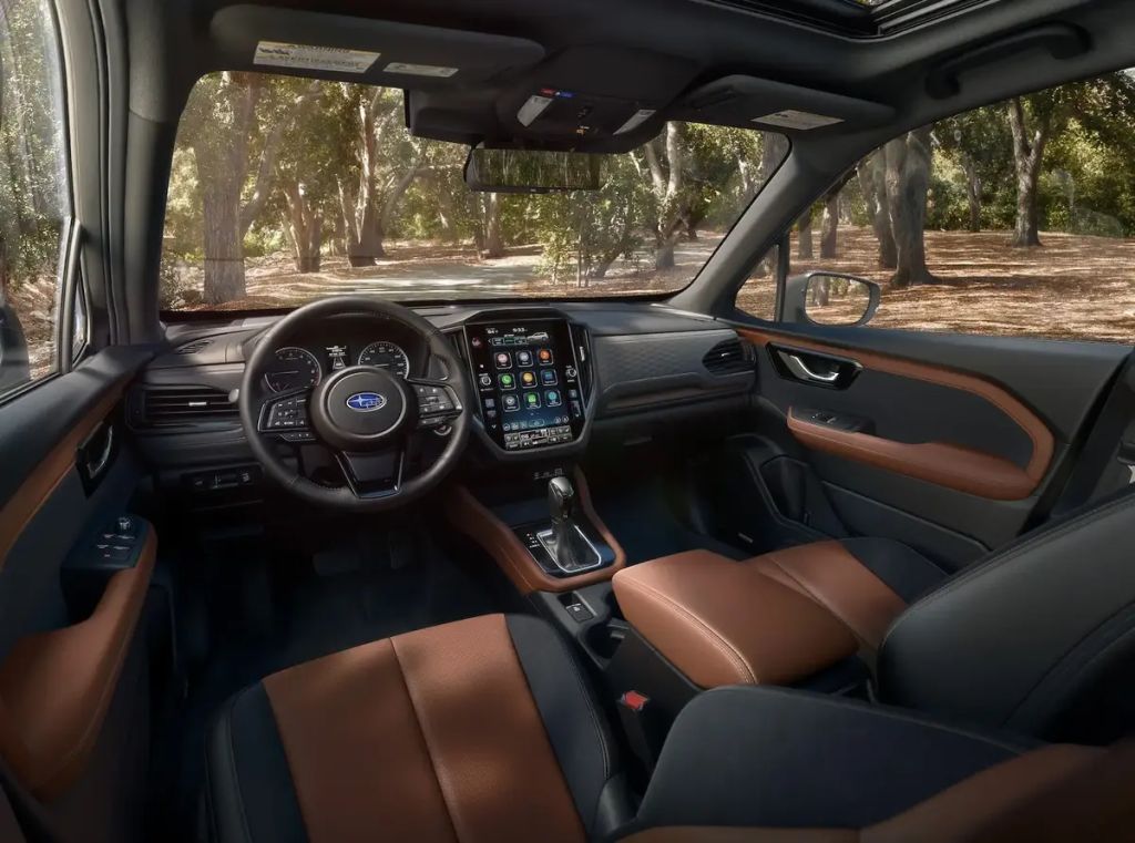 Black and brown 2025 Subaru Forester interior