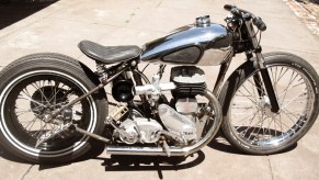 A vintage BSA bobber motorcycle