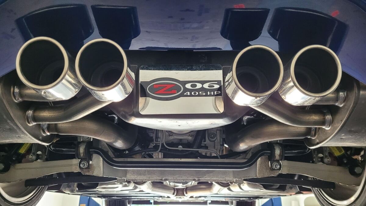 A staple among used sports cars, a Corvette C5 Z06 shows off its pipes.