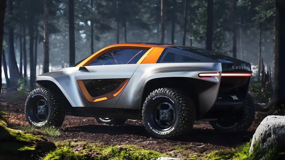 Callum Skye off-road EV in forest 