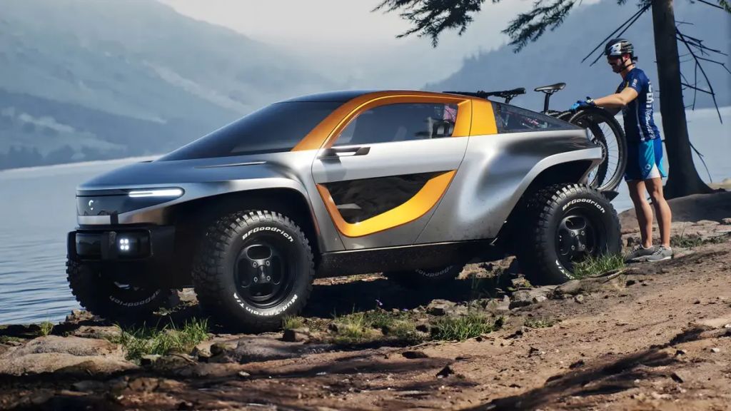 Callum Skye off-road EV by a lake