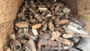 A stash of stolen catalytic converters yield a high price on the streets, but these were intercepted by law enforcement.