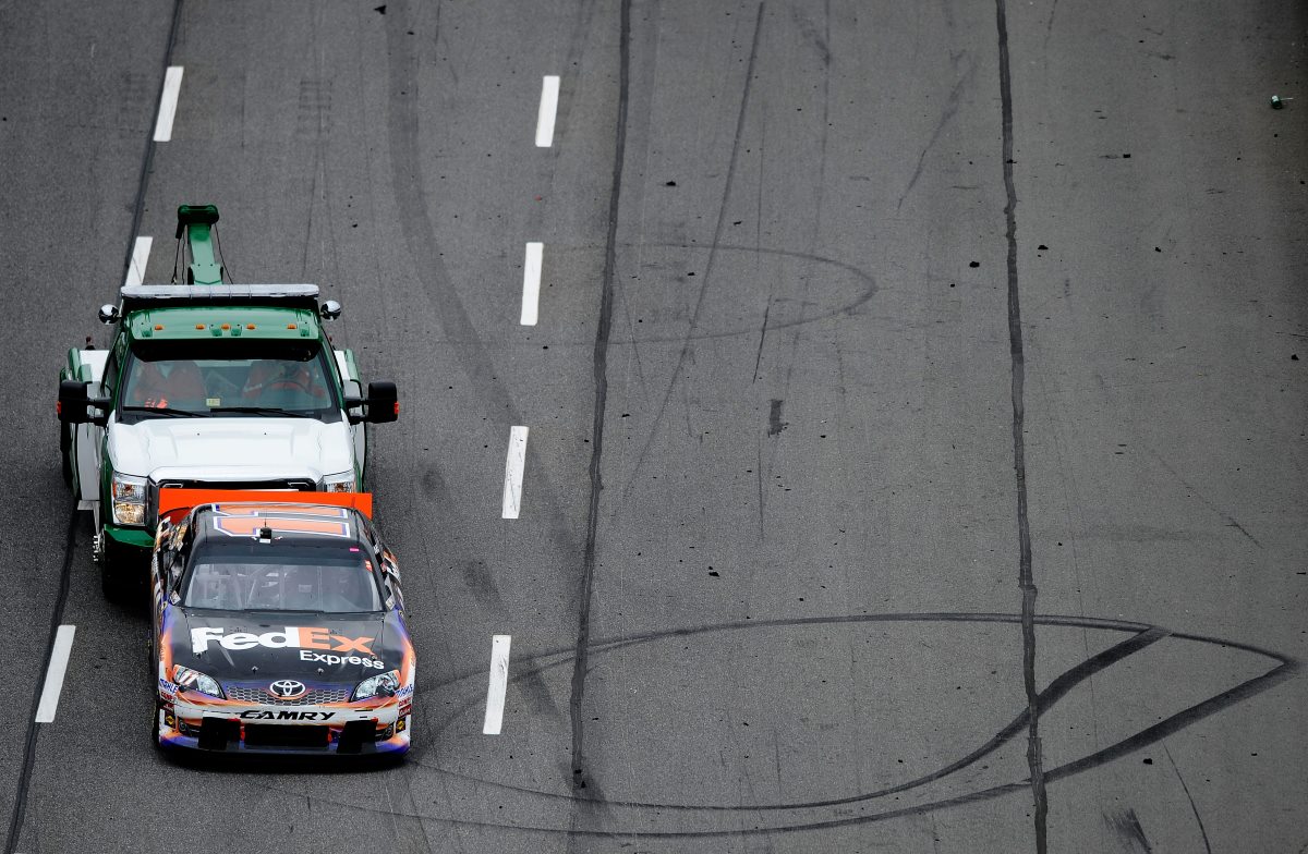 Denny Hamlin's ongoing electric troubles at Martinsville in 2012