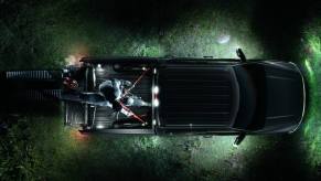 A Ford F-150 Lightning at night