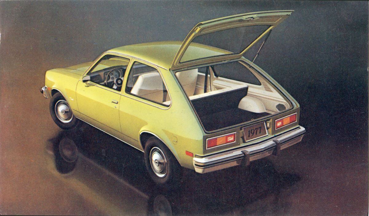 A General Motors (GM) 1977 Chevette hatchback which was later transformed and rebranded as the Pontiac T-1000