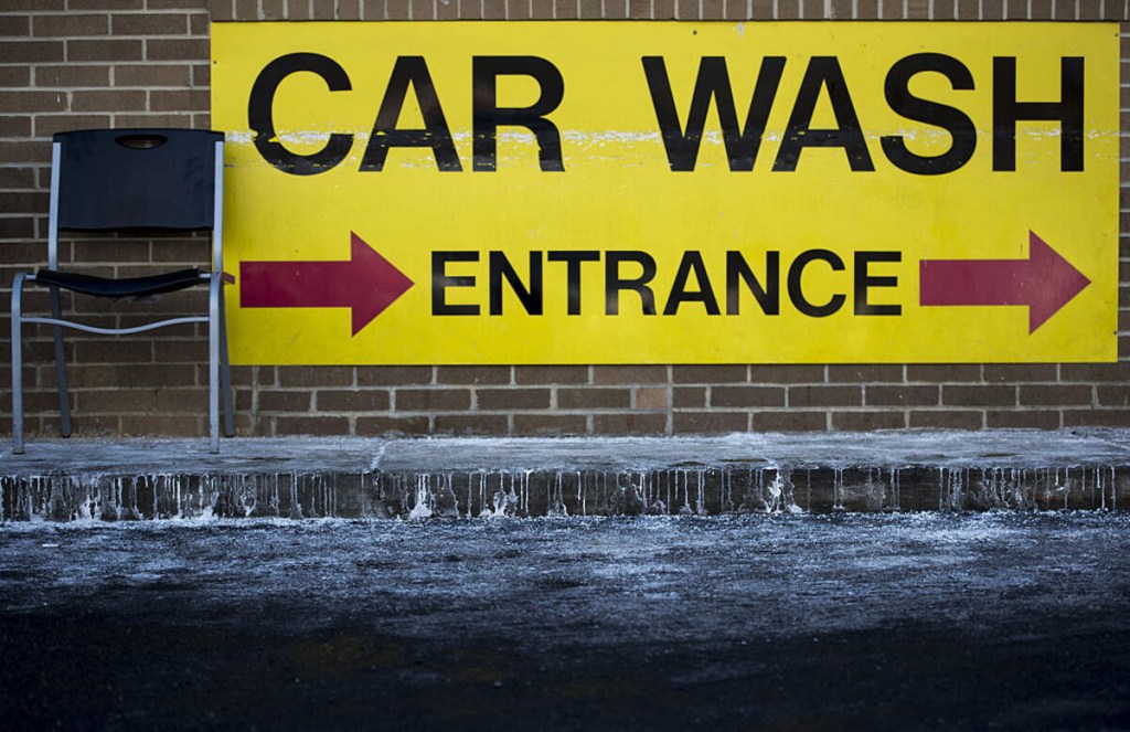 Yellow car wash sign 