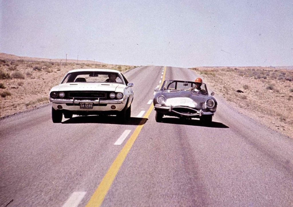 The Dodge Challenger R/T and Jaguar XK-E movie cars from Vanishing Point. 