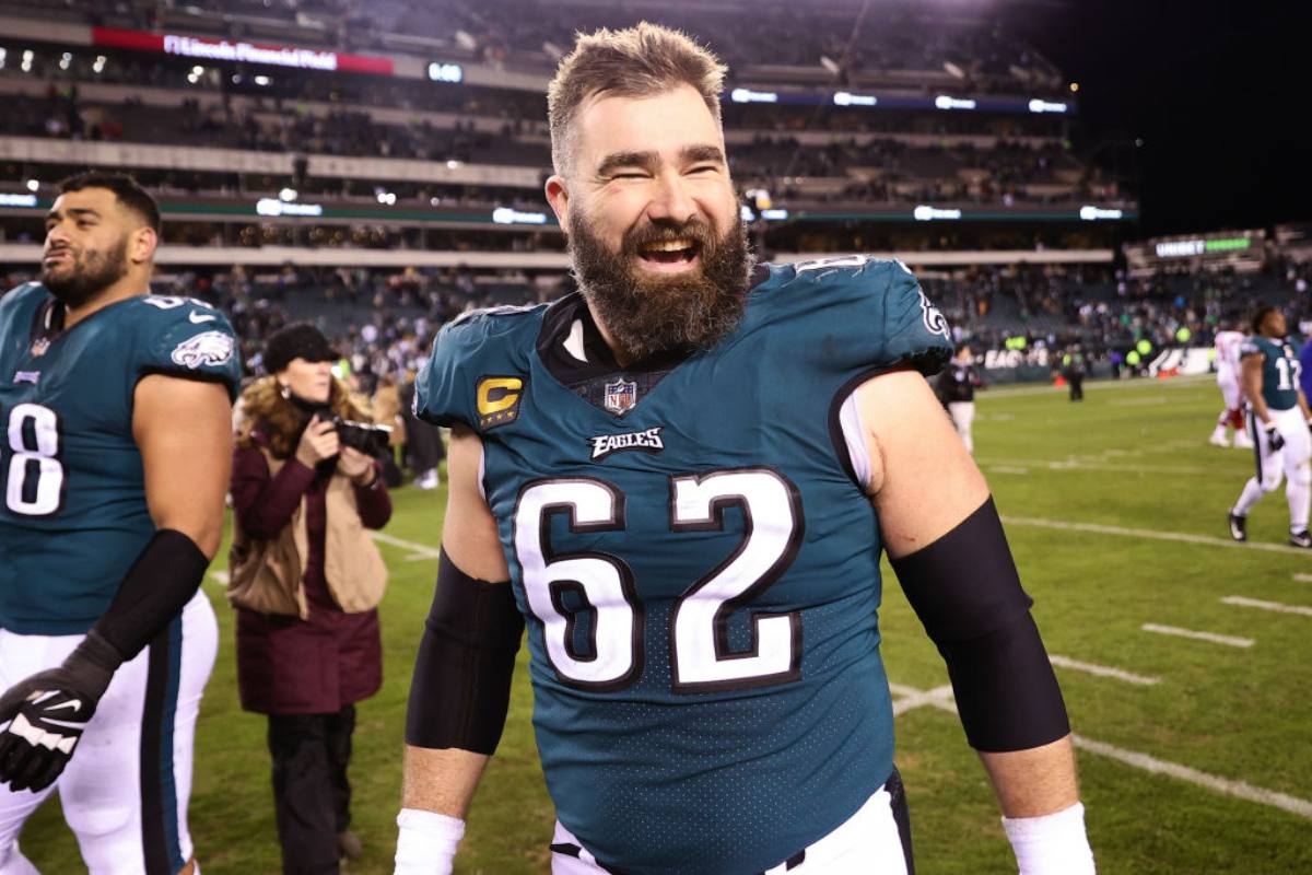Jason Kelce walking off the field after a game.