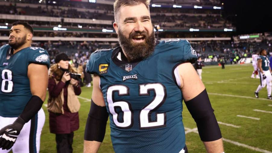 Jason Kelce walking off the field after a game.