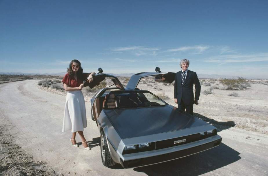 John DeLorean and wife Cristina Ferrare with the famous DeLorean car