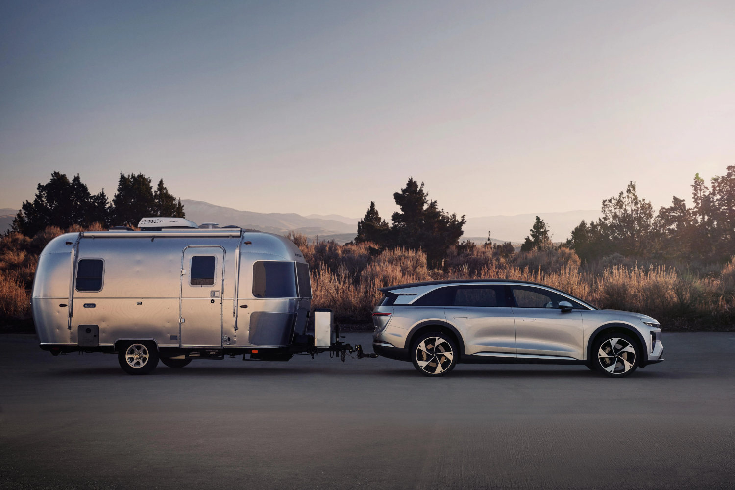 The best 2024 SUVs include the Lucid Gravity seen here pulling an airstream
