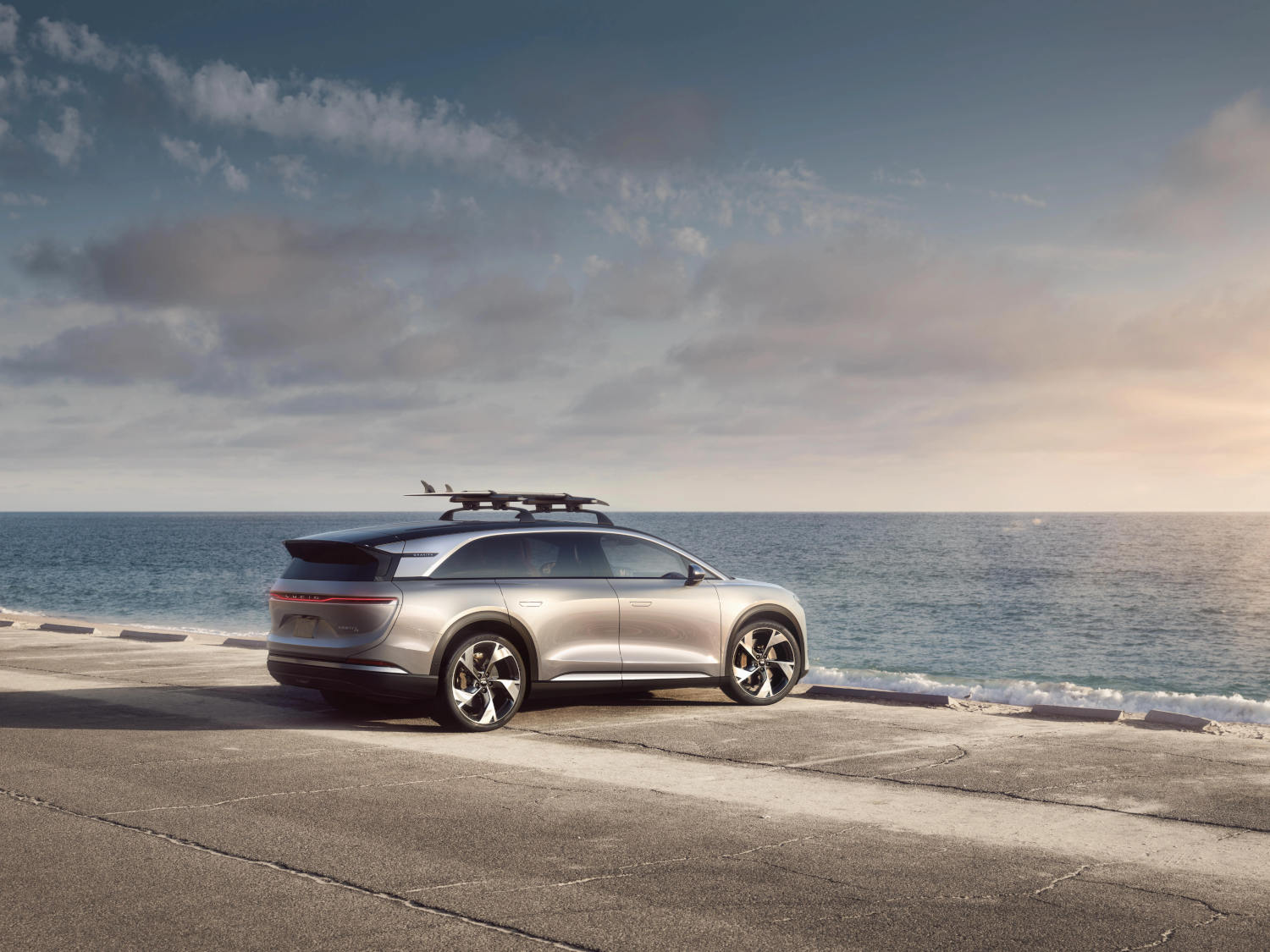 The 2025 Lucid Gravity SUV at the beach