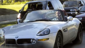 Matthew Perry drives his BMW Z8 Roadster sports car in Hollywood.