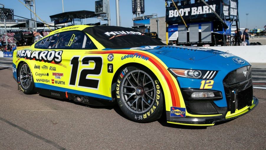 The driver number 12 on Ryan Blaney's car at the NASCAR Cup Series Championship Race at the Phoenix Raceway