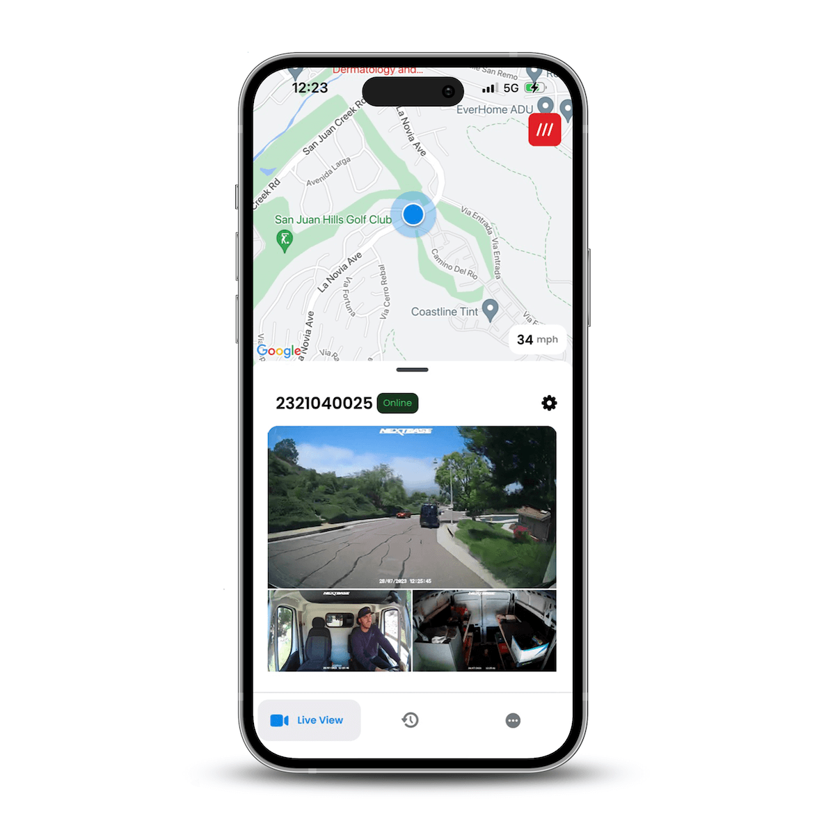 The Nextbase app on a smartphone