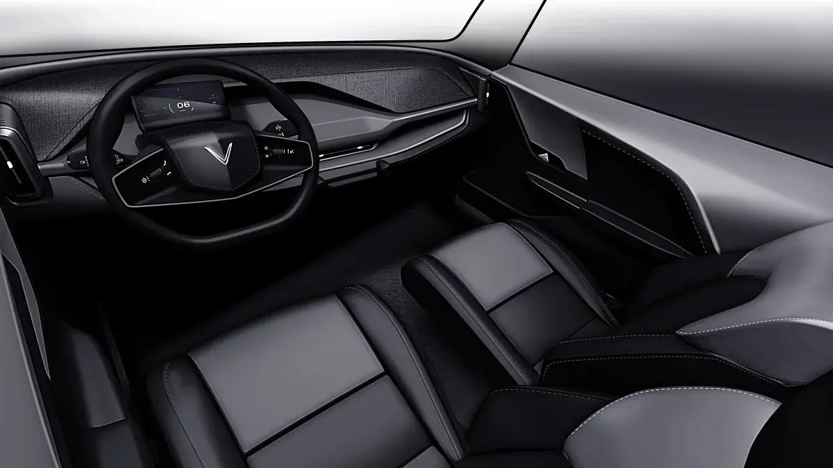 VinFast VF3 mini EV SUV looking down on interior