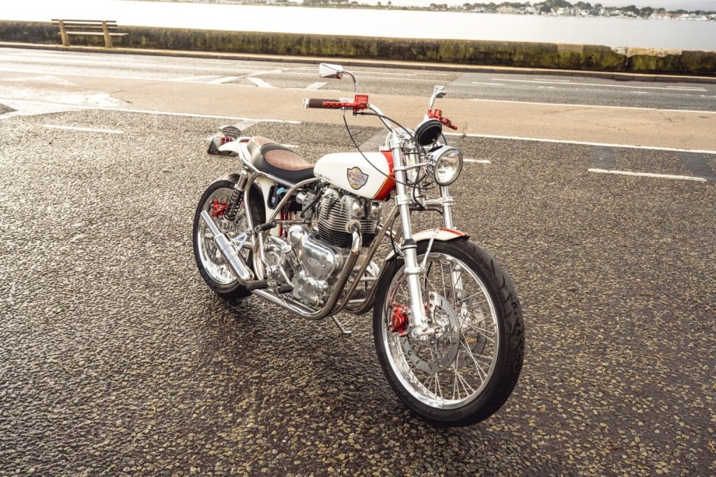 A 1964 Royal Enfield Meteor 700 rebuilt to be a desert sled.