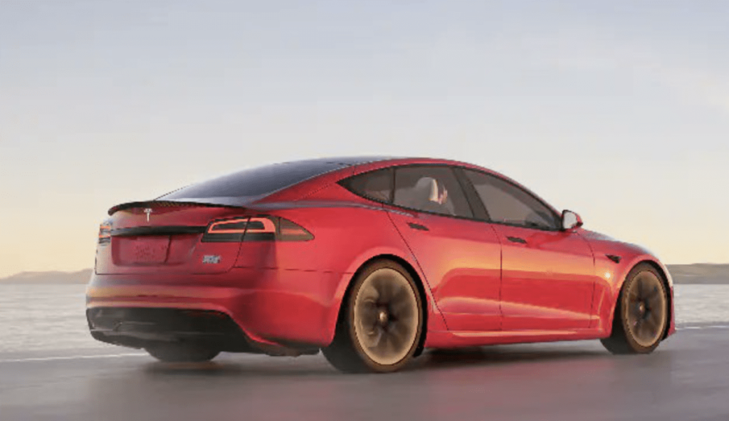 2023 Tesla Model S on the sand
