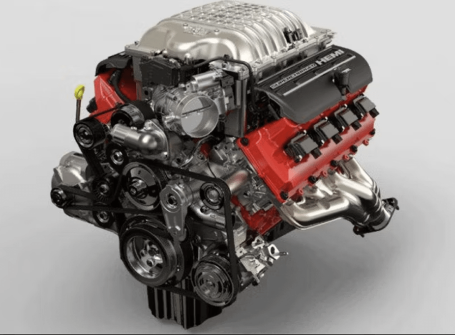 2023 Dodge Hellcat engine in studio shot
