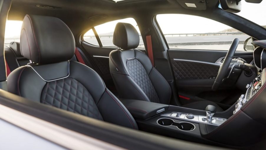 A 2023 Genesis G70, an AWD luxury car, shows off its handsome interior.