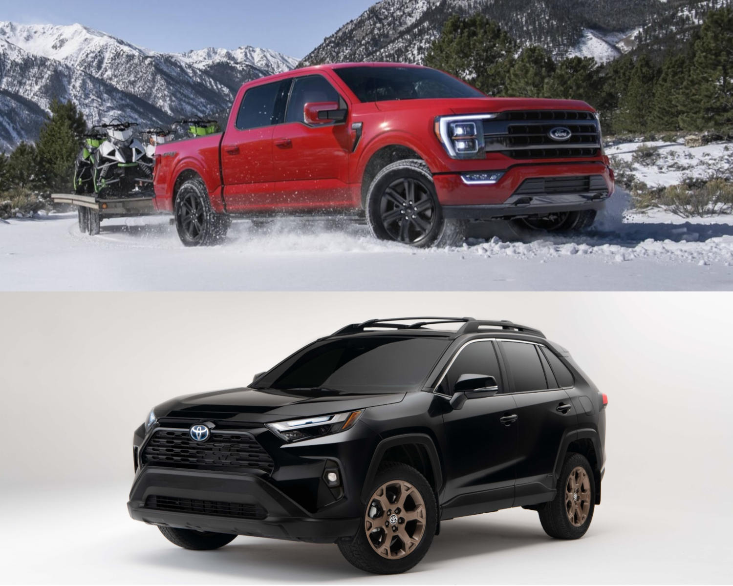 Toyota and Ford have some best selling trucks and SUVs like this F-150 and RAV4