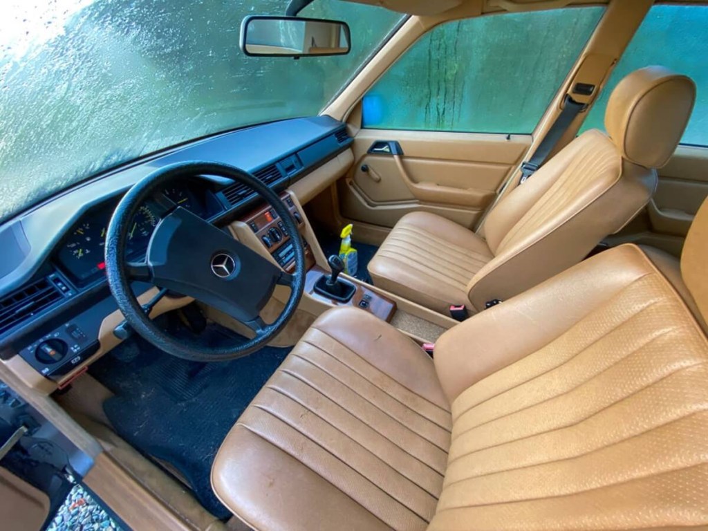 A interior shot from a Mercedes-Benz classic car.