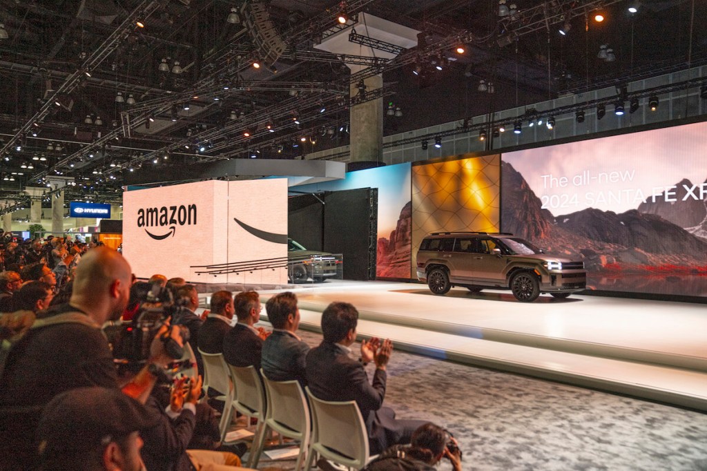 The Hyundai and Amazon setup at the L.A. Auto Show