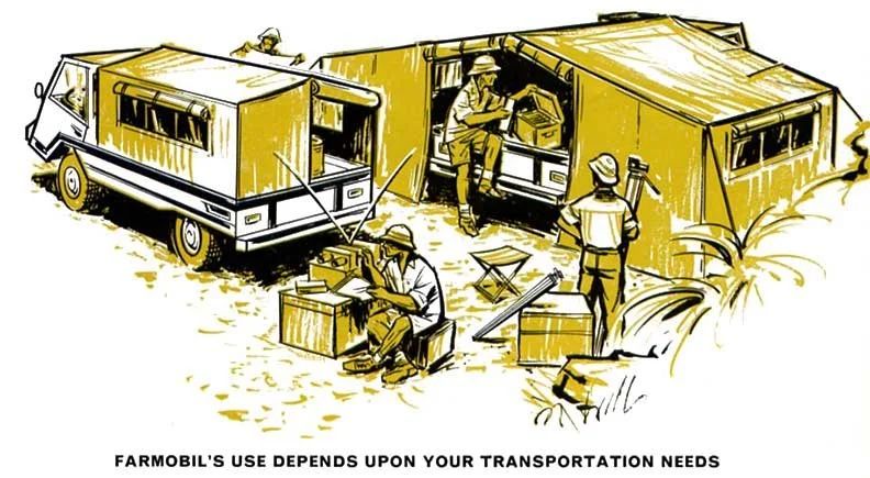 1962 BMW Farmobil truck depicting camping in advertising