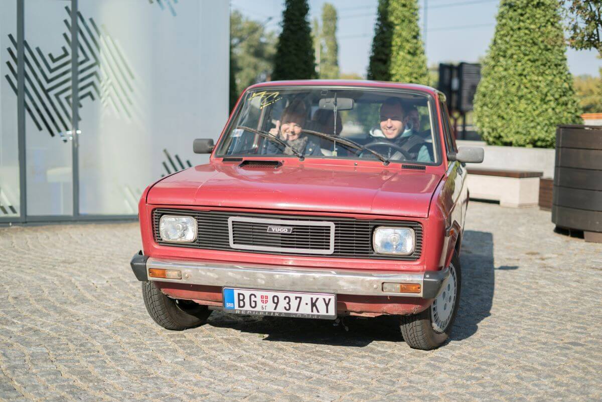 A Yugo subcompact hatchback model based on the Fiat 500 seen in Belgrade