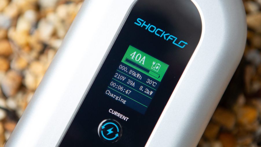 The ShockFlo portable EV charger display