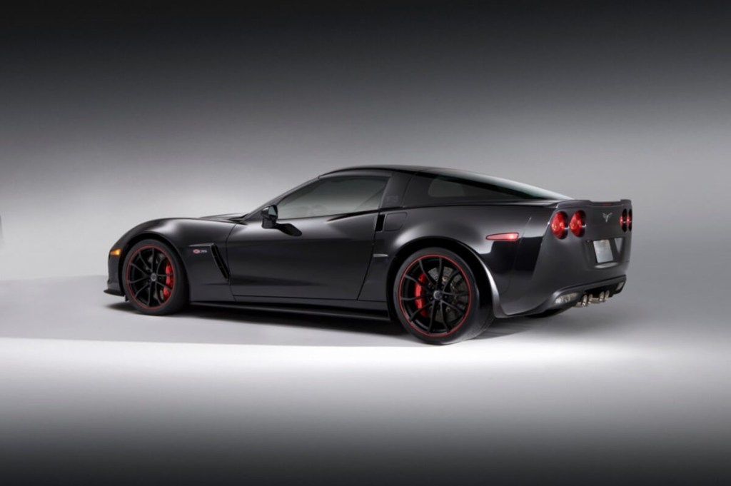 A black C6 Z06 shows off its dark lines.