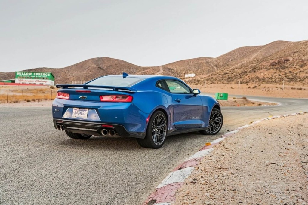 A 6th-generation Chevrolet Camaro ZL1 shows its new generation lines, a stark difference from the old Camaro.