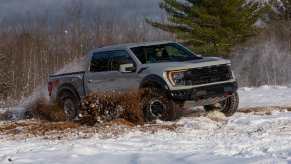 2023 Ford F-150 Raptor R Playing in the snow. This might not be the best of the off-road trucks for you.