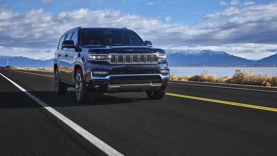 The 2023 Jeep Wagoneer driving down the road