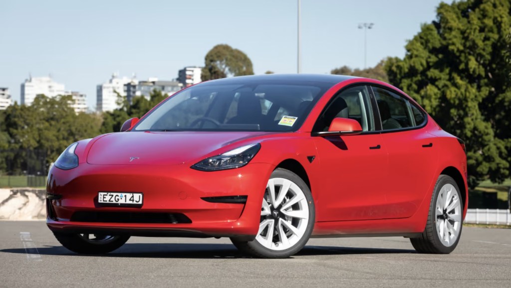 The 2023 Tesla Model 3 parked on the pavement