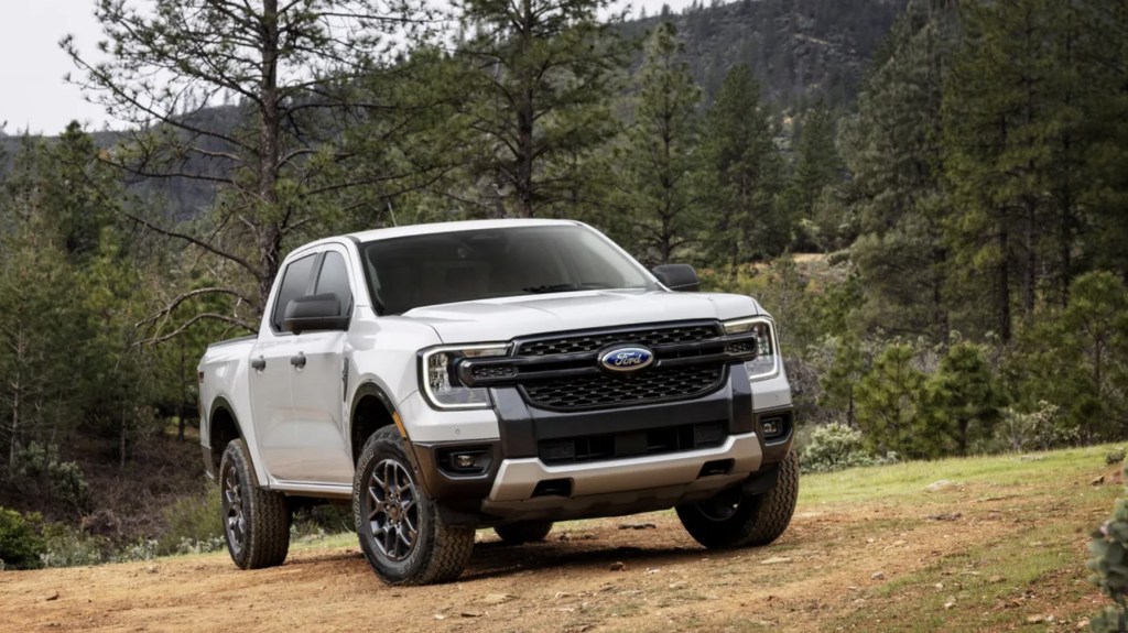 The 2024 Ford Ranger off-roading in the wilderness