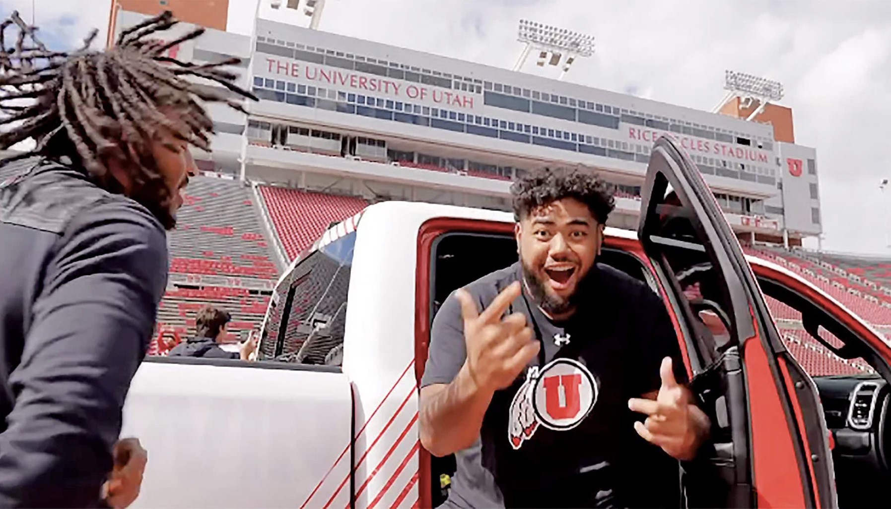 A Utah University player receiving a free 2024 Ram 1500 