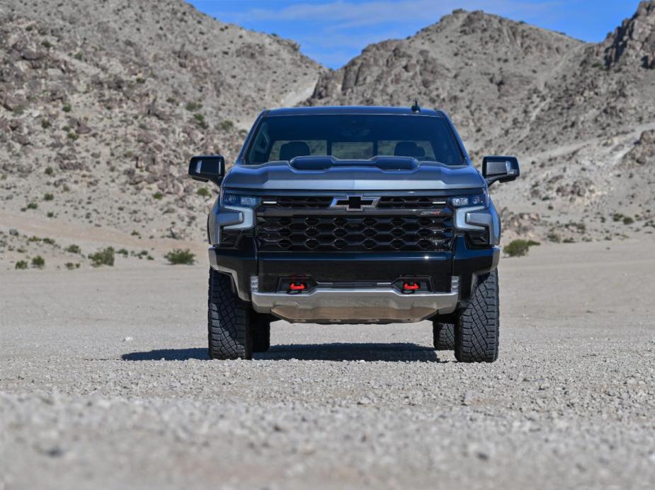 A 2024 Chevrolet Silverado ZR2 from the front. One of the best pickup trucks