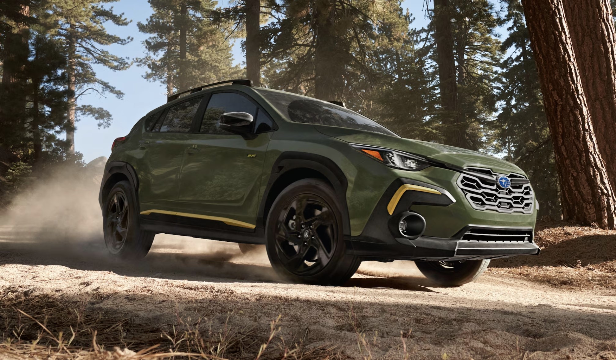 The 2024 Subaru  -roading in the woods