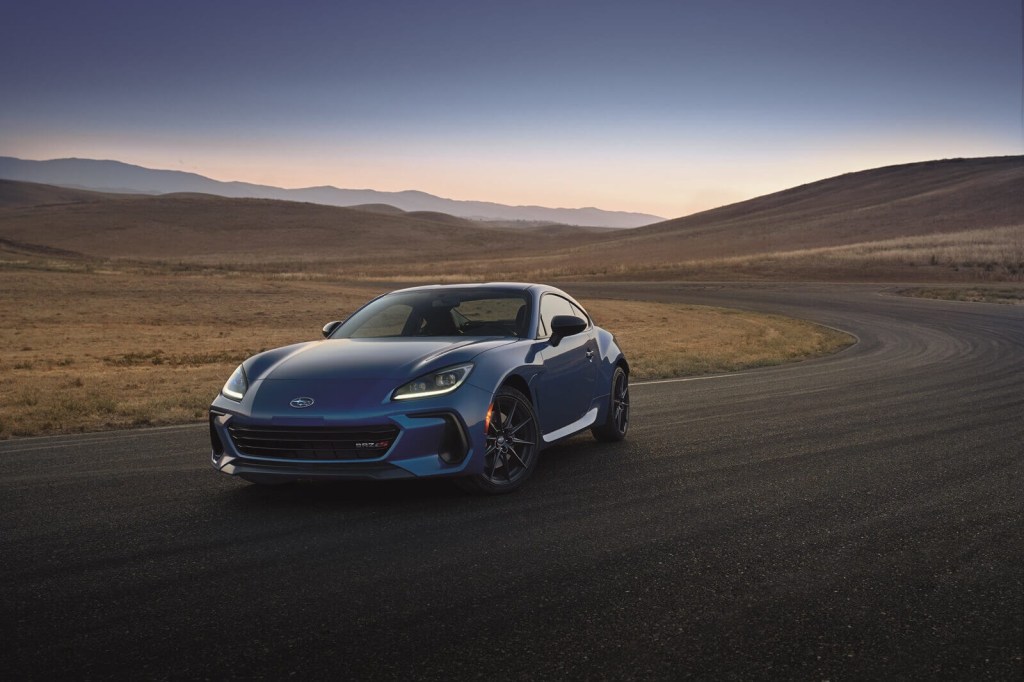 A 2024 Subaru BRZ tS shows off its front-end styling. 