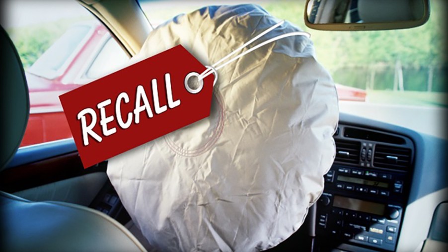 Deployed Airbag With Recall Tag in a Toyota
