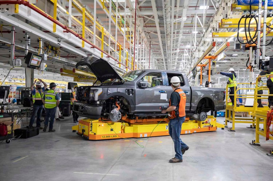 Ford's Lightning EV assembly at the F-150 plant in Dearborn