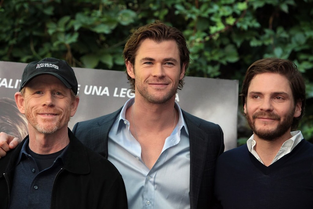 Ron Howard, Chris Hemsworth, and Daniel Brühl at an event for 'Rush', the F1 movie about Niki Lauda and James Hunt. 