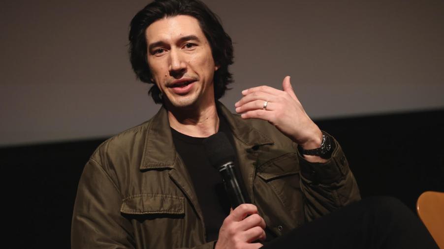 Adam Driver talks about the upcoming Ferrari movie at an event.
