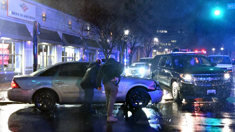 A damages car that hit an SUV in Biden s motorcade