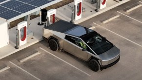 The Tesla Cybertruck at a charging station